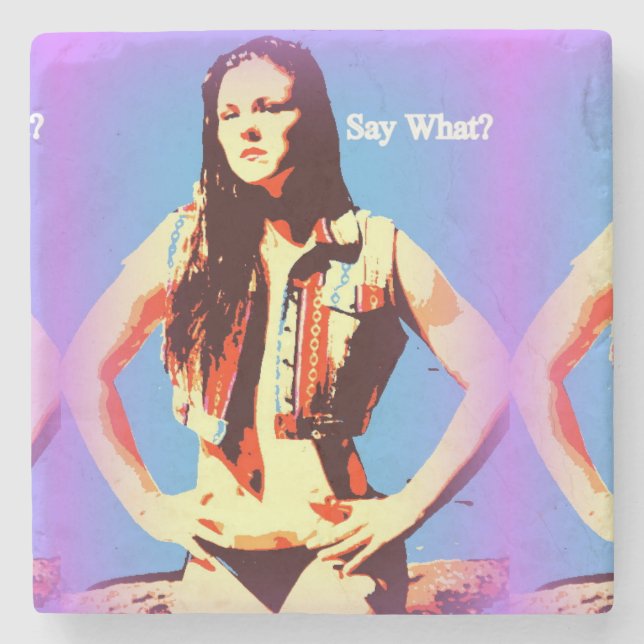 say what marble stone magnet coaster (Front)