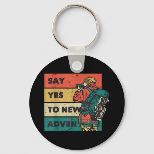 Say Yes To New Adventures Hiking Outdoor Retro Sun Key Ring
