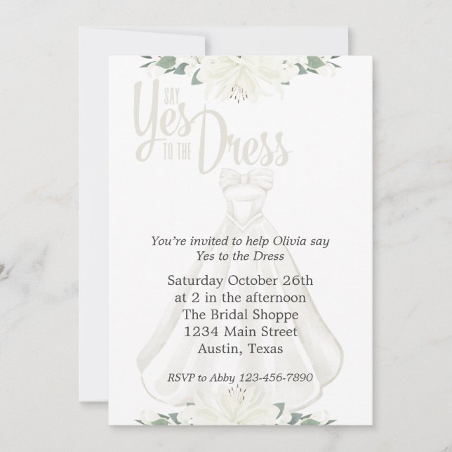 Say Yes To The Dress Bridal Invitation (Front)