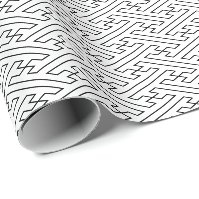 Sayagata japanese traditional pattern black line wrapping paper (Roll Corner)