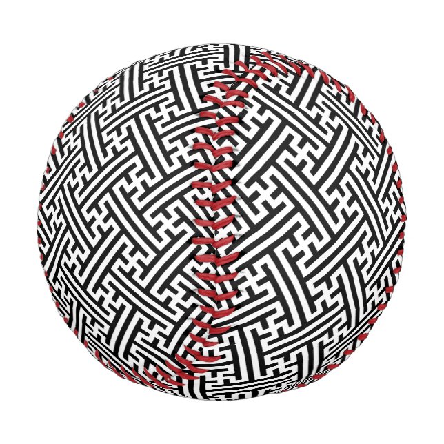 Sayagata pattern, Japanese, Black and White Baseball (Angled)