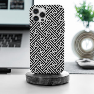 Sayagata pattern, Japanese, Black and White iPhone 15 Pro Max Case