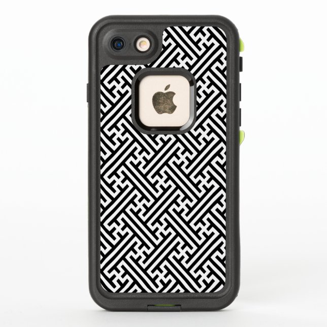 Sayagata pattern, Japanese, Black and White LifeProof iPhone Case (Back)