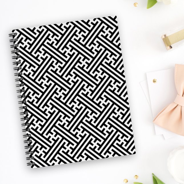 Sayagata pattern, Japanese, Black and White Notebook (Creator Uploaded)
