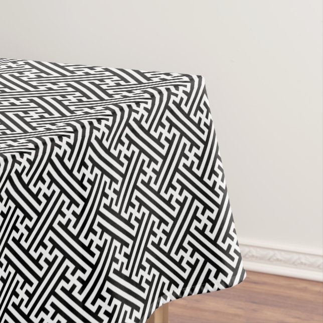 Sayagata pattern, Japanese, Black and White Tablecloth (In Situ)