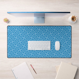 Sayagata pattern, Japanese, Blue and Baby Blue Desk Mat