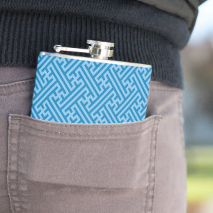Sayagata pattern, Japanese, Blue and Baby Blue Hip Flask