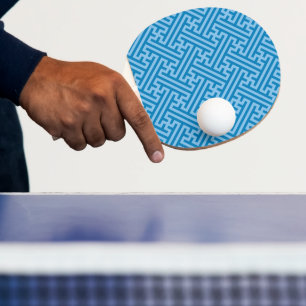 Sayagata pattern, Japanese, Blue and Baby Blue Ping Pong Paddle