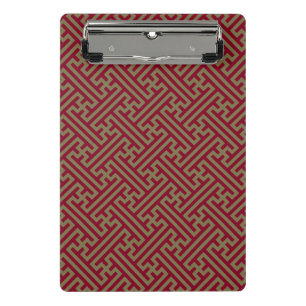Sayagata pattern, Japanese, Burgundy and Gold Mini Clipboard