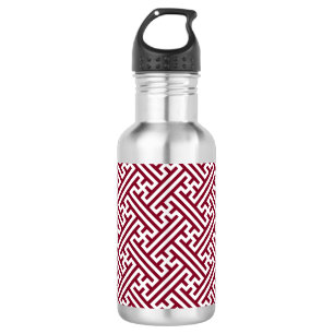Sayagata pattern, Japanese, Burgundy and White 532 Ml Water Bottle