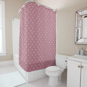 Sayagata pattern, Japanese, Burgundy and White  Shower Curtain