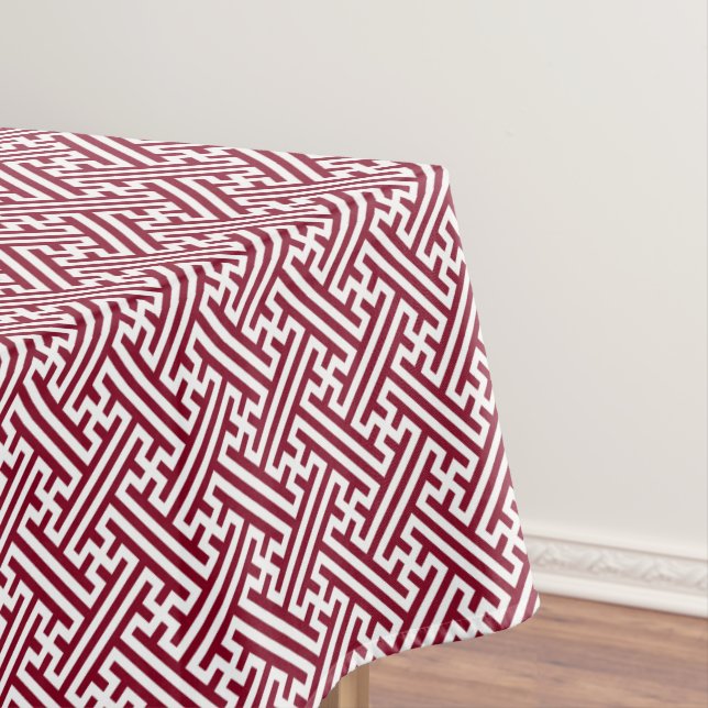Sayagata pattern, Japanese, Burgundy and White  Tablecloth (In Situ)