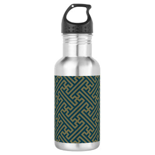 Sayagata pattern, Japanese, Gold and Navy Blue 532 Ml Water Bottle