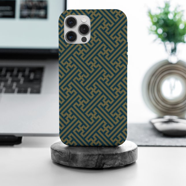 Sayagata pattern, Japanese, Gold and Navy Blue Case-Mate iPhone Case (Creator Uploaded)