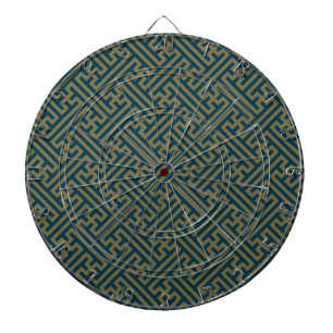 Sayagata pattern, Japanese, Gold and Navy Blue Dartboard