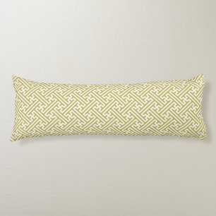 Sayagata pattern, Japanese, Gold and White Body Cushion