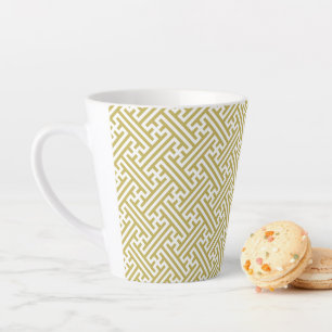 Sayagata pattern, Japanese, Gold and White Latte Mug