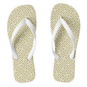 Sayagata pattern, Japanese, Gold and White Thongs