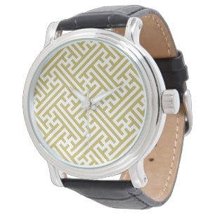 Sayagata pattern, Japanese, Gold and White Watch