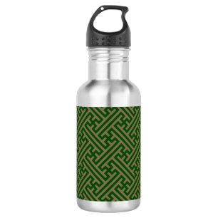 Sayagata pattern, Japanese, Green and Gold 532 Ml Water Bottle