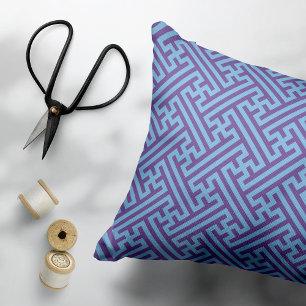 Sayagata pattern, Japanese, Purple and Blue Decorative Cushion