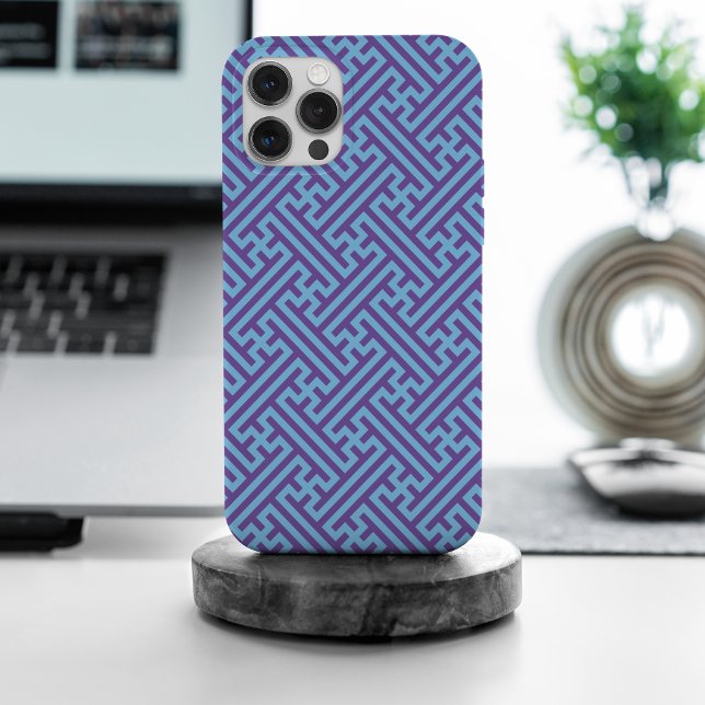 Sayagata pattern, Japanese, Purple and Blue iPhone Case (Creator Uploaded)