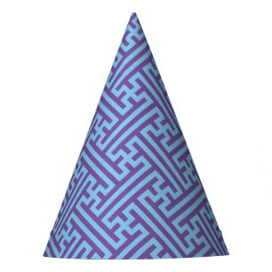 Sayagata pattern, Japanese, Purple and Blue Party Hat