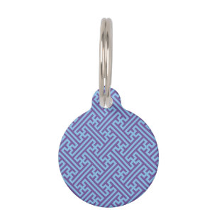 Sayagata pattern, Japanese, Purple and Blue Pet Tag