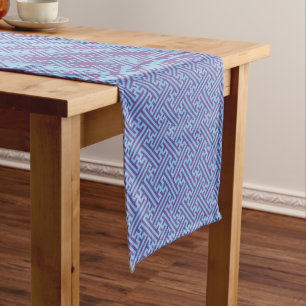 Sayagata pattern, Japanese, Purple and Blue Short Table Runner