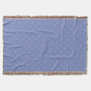 Sayagata pattern, Japanese, Purple and Blue Throw Blanket