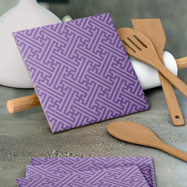 Sayagata pattern, Japanese, Purple and Pink Ceramic Tile (Creator Uploaded)