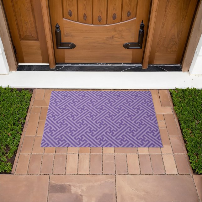Sayagata pattern, Japanese, Purple and Pink Doormat (Outdoor)