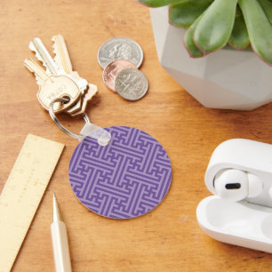 Sayagata pattern, Japanese, Purple and Pink Key Ring