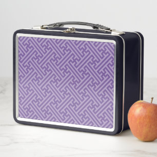 Sayagata pattern, Japanese, Purple and Pink Metal Lunch Box