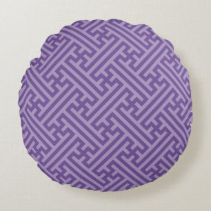 Sayagata pattern, Japanese, Purple and Pink Round Cushion