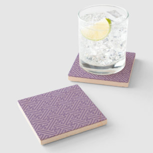 Sayagata pattern, Japanese, Purple and Pink Stone Coaster