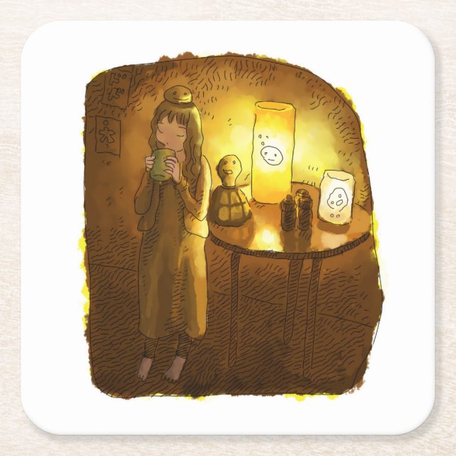 Sayaya Goji Square Paper Coaster (Front)