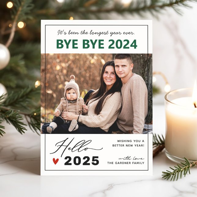 Saying Goodbye to 2024 Unique Happy New Year Photo Holiday Card (Creator Uploaded)