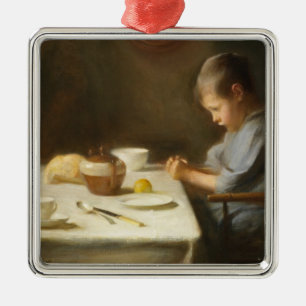 Saying Grace (Boy Praying at the Table) Metal Ornament