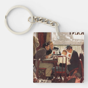Saying Grace by Norman Rockwell Key Ring