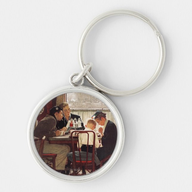 Saying Grace by Norman Rockwell Key Ring (Front)
