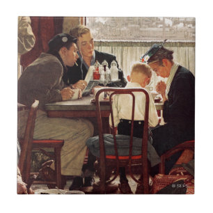 Saying Grace by Norman Rockwell Tile