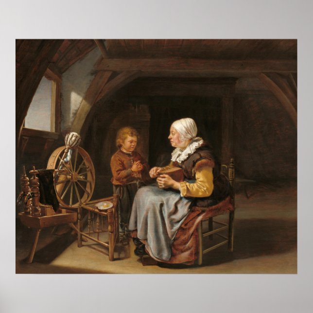 Saying Grace - Frans van Mieris Fine Art Poster (Front)