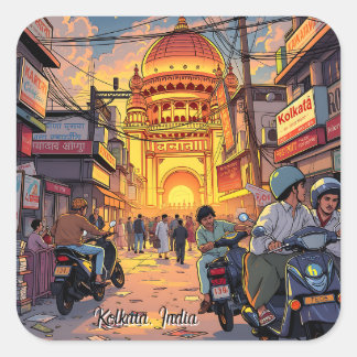 Saying Hello from India | Kolkata Square Sticker