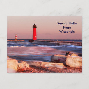 Saying Hello FromWisconsin Postcard