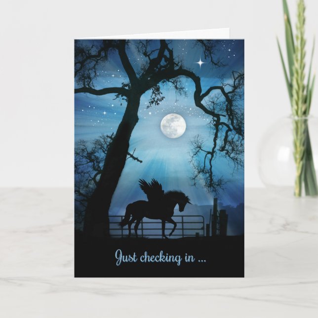 Saying Hello Pegasus Unicorn Fantasy Card (Front)