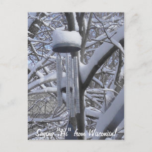 Saying Hi from Wisconsin Snowy Chimes Postcard