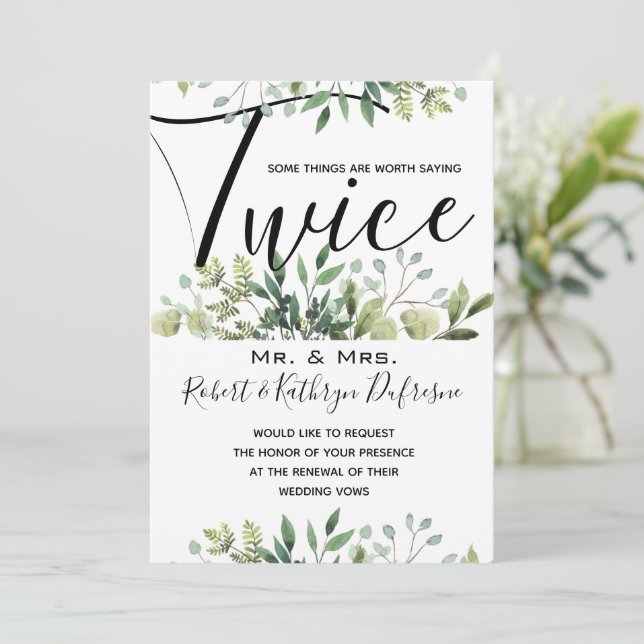 Saying It Twice Vow Renewal Invitation (Standing Front)