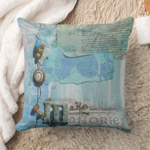 Saying Mixed Media Memories Blue Cushion