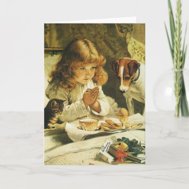 Saying Our Prayers, Suspense Charles Burton Barber Card (Front)